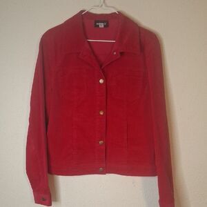 Metrostyle Vibrant Red Corduroy Jacket size 10 tall